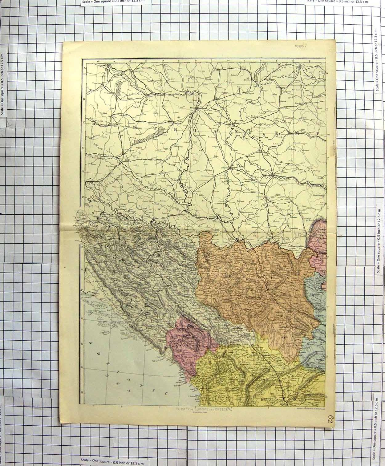 Original Old Antique Print Map C1790-C1900 Turkey Europe Montenegro 18th