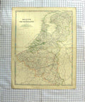 Original Old Antique Print Johnston Map C1790-C1900 Belgium Netherlands 18th