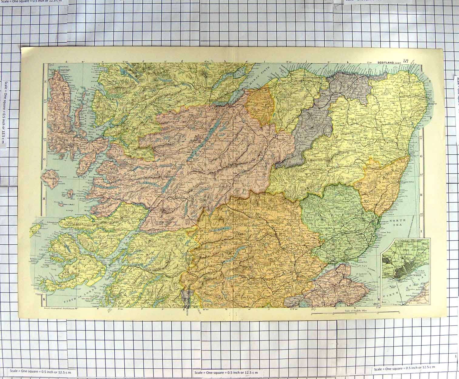 Original Old Antique Print Map C1790-C1900 Scotland Dundee Moray Firth 18th