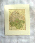 Original Old Antique Print Weller Map C1790-C1900 Herefordshire England 18th