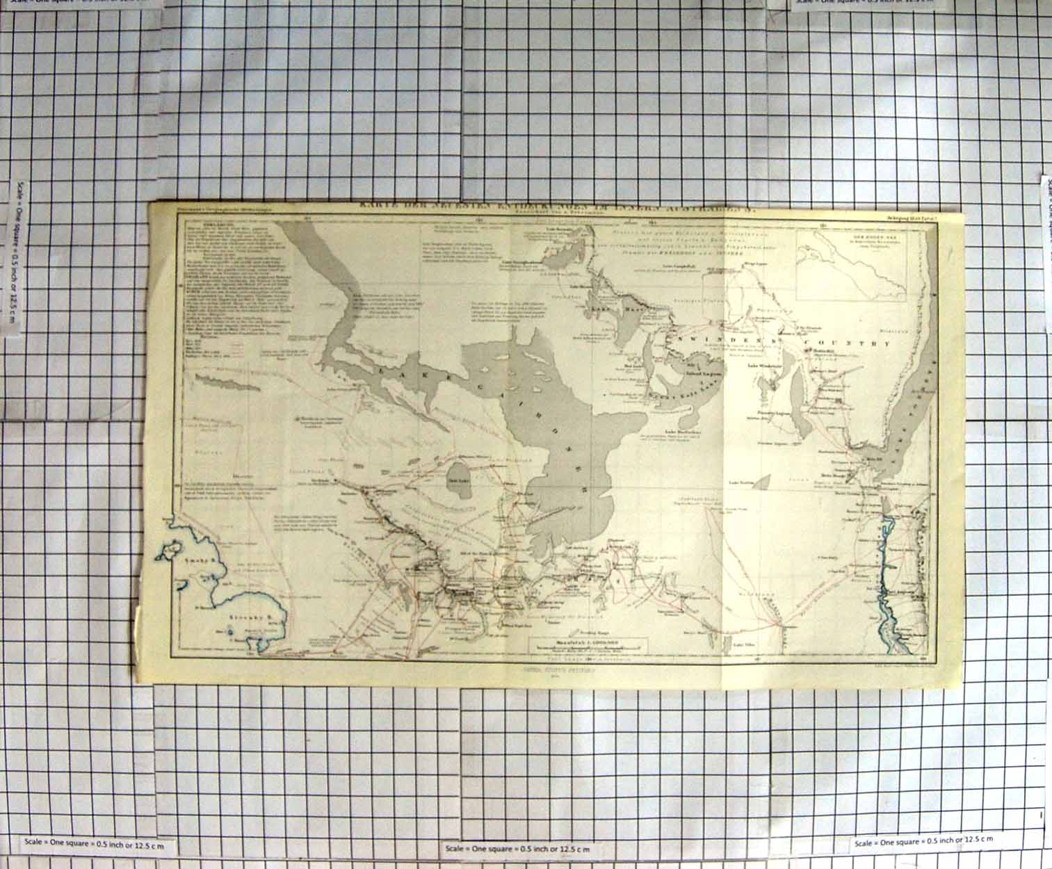 Original Old Antique Print Map 1859 Lake Gairdner Torrens Swinden'S Victorian