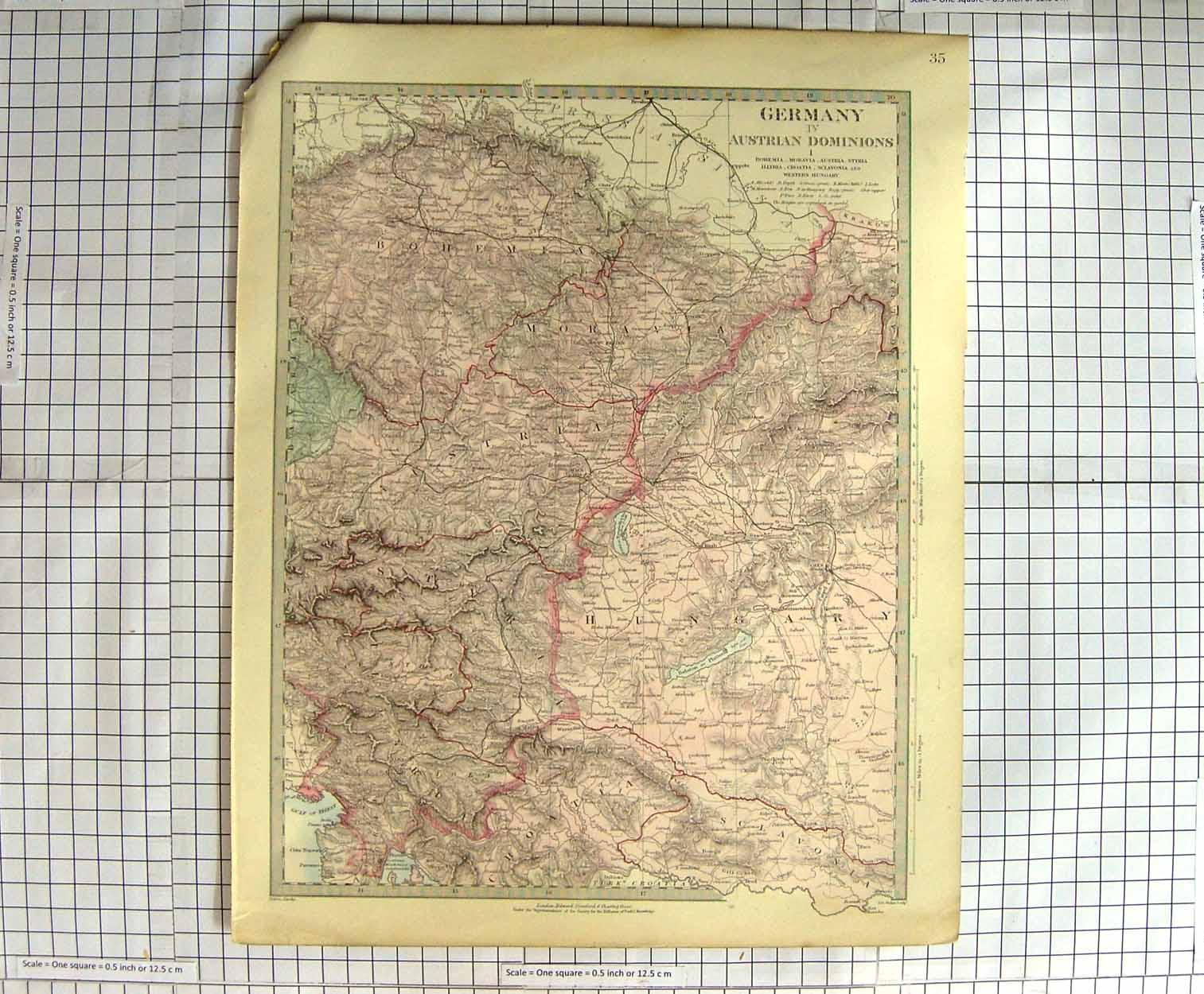 Original Old Antique Print Walker Map C1790-C1900 Germany Bohemia Syria 18th