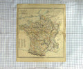 Original Old Antique Print Map C1790-C1900 France Paris Mediterranean 18th