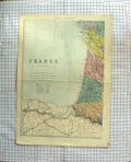 Original Old Antique Print Map 1886 France Bay Biscay Bordeaux 19th