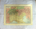 Original Old Antique Print Bartholomew Map 1881 Switzerland Alps Venice 19th