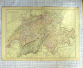 Original Old Antique Print Map C1790-C1900 Switzerland Lake Geneve 18th Century