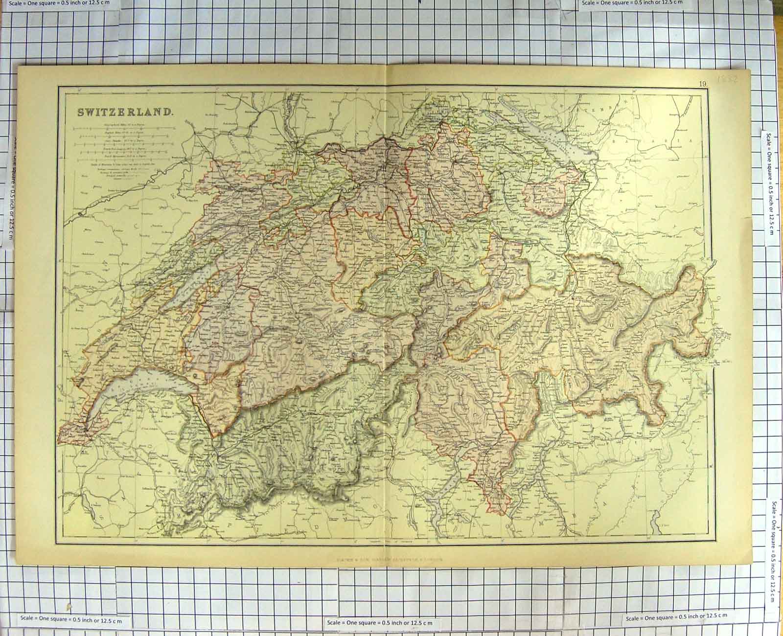 Original Old Antique Print Map C1790-C1900 Switzerland Lake Geneve 18th Century