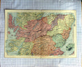 Original Old Antique Print Map C1900 Scotland Dundee Inverness Perth Victorian