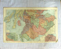 Original Old Antique Print Map C1900 Scotland Edinburgh Glasgow Solway 20th