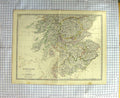 Original Old Antique Print Johnston Map C1790-C1900 Scotland Edinburgh 18th