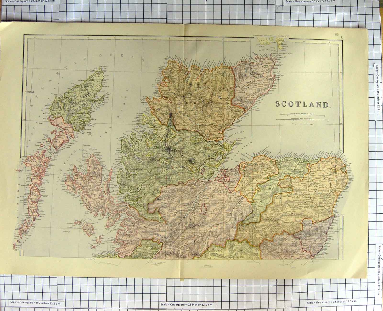 Original Old Antique Print Map C1790-C1900 Scotland Moray Firth Caithness 18th