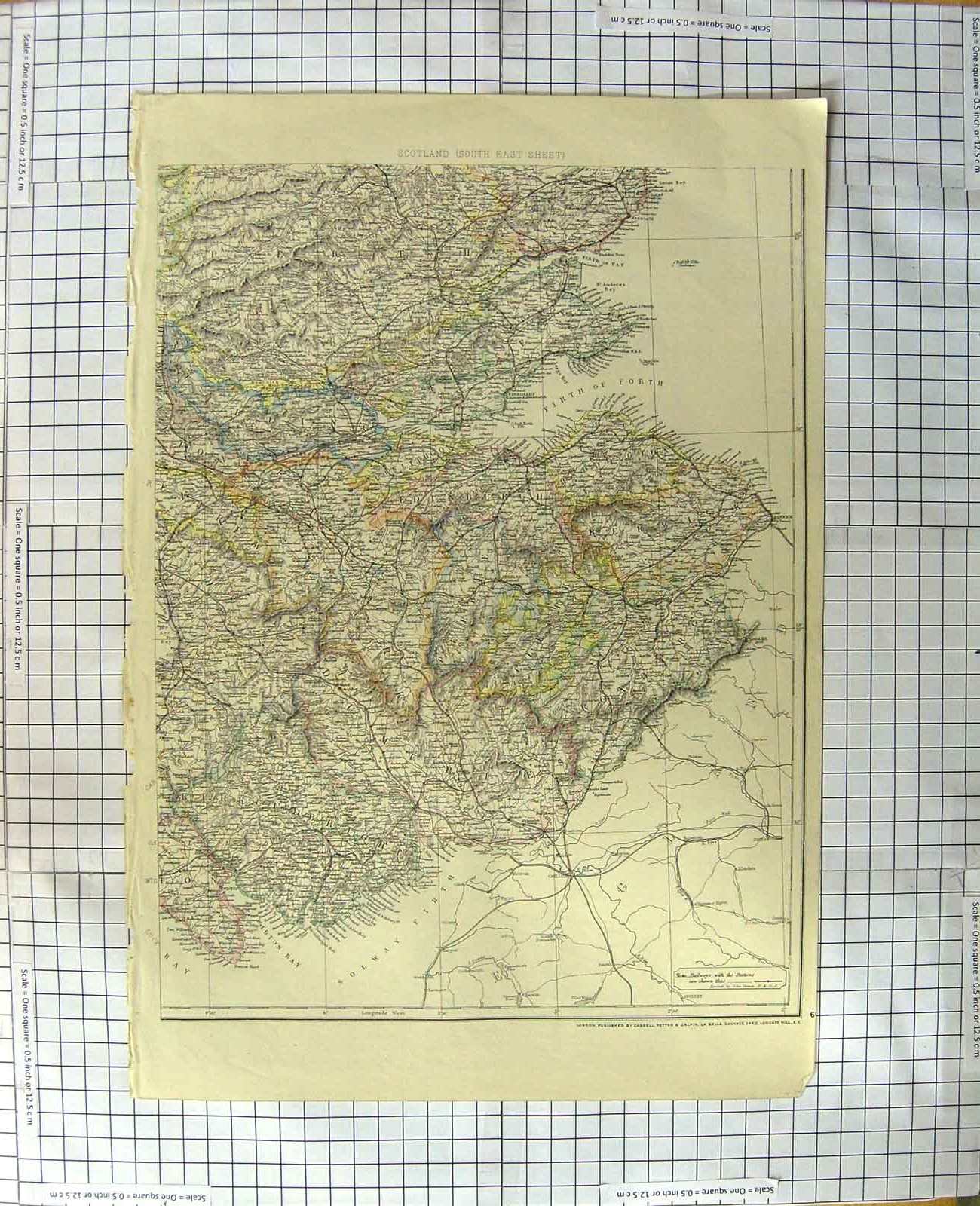 Old Antique Print Ref.628 Map C1790-C1900 Scotland Edinburgh Firth Forth