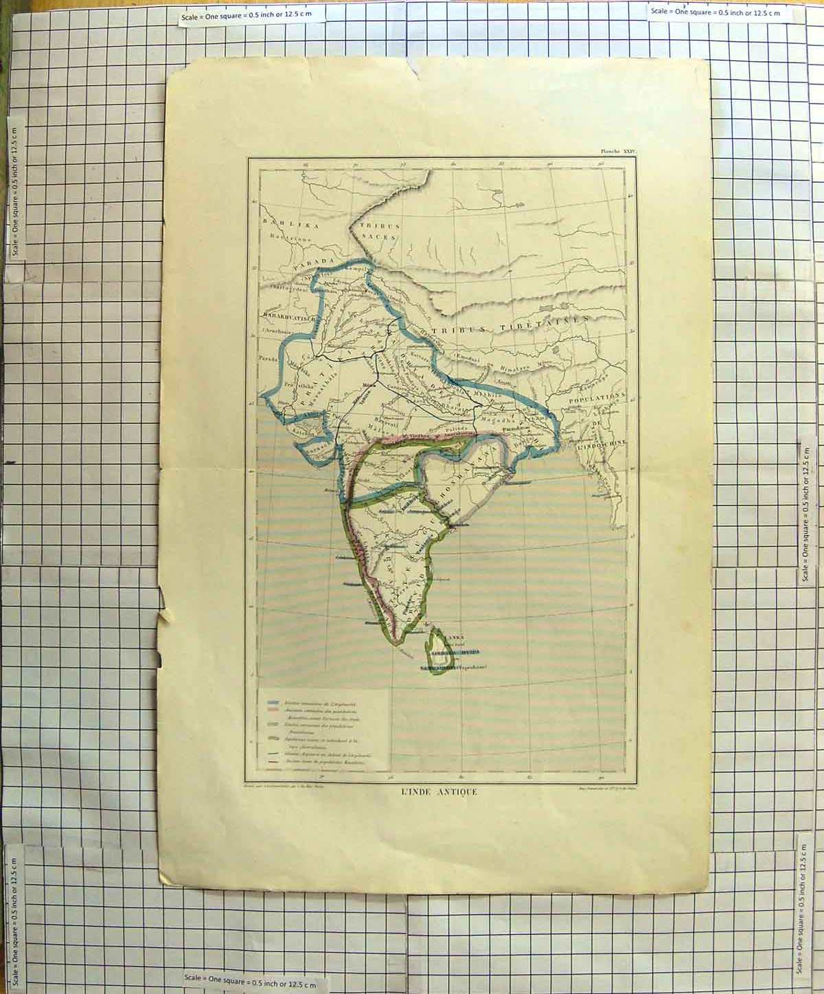 Original Old Antique Print Map C1790-C1900 India Ceylon L'Inde 18th Century
