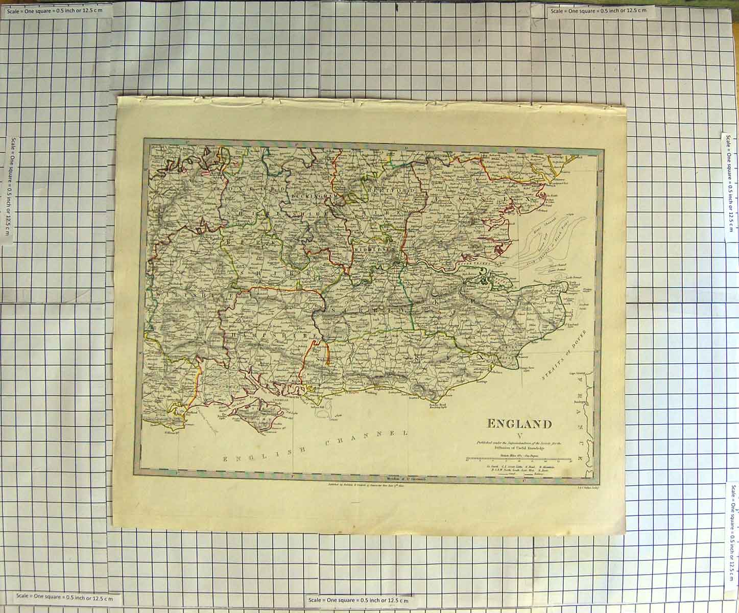 Old Antique Print Ref.635 Walker Map 1830 England Isle Wight Beachy Head