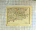 Original Old Antique Print Walker Map 1830 England Isle Wight Beachy Head 19th