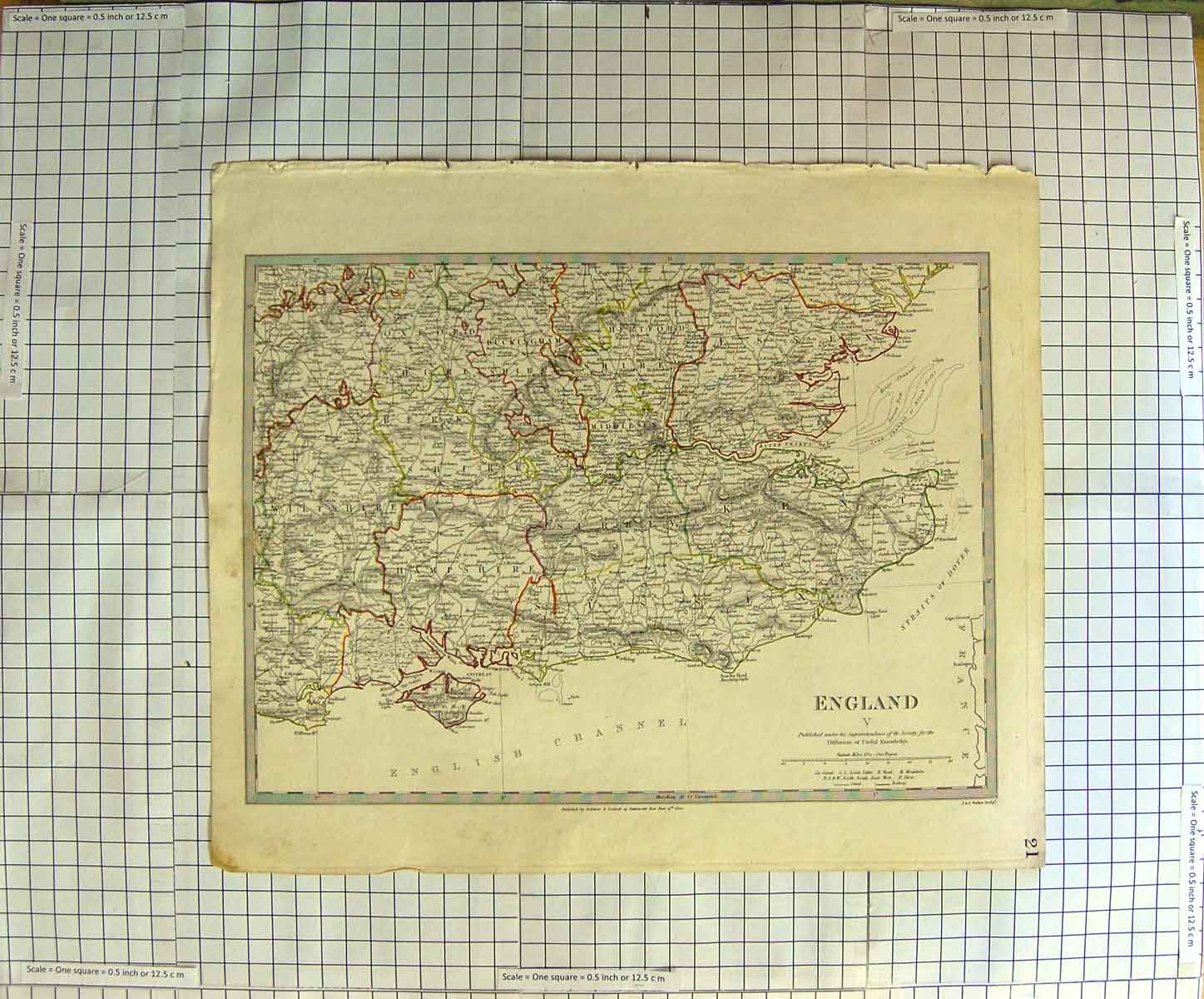 Original Old Antique Print Walker Map 1830 England Isle Wight Beachy Head 19th