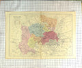 Original Old Antique Print Map C1900 England Middlesex Hamilton Edmonton 20th