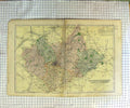 Original Old Antique Print Damaged Map 1895 Leicestershire Rutlandshire 19th