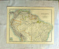 Original Old Antique Print Johnston Map C1790-C1900 South America Brazil 18th