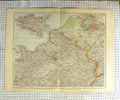 Original Old Antique Print Map C1790-C1900 Northern France Plan Paris 18th