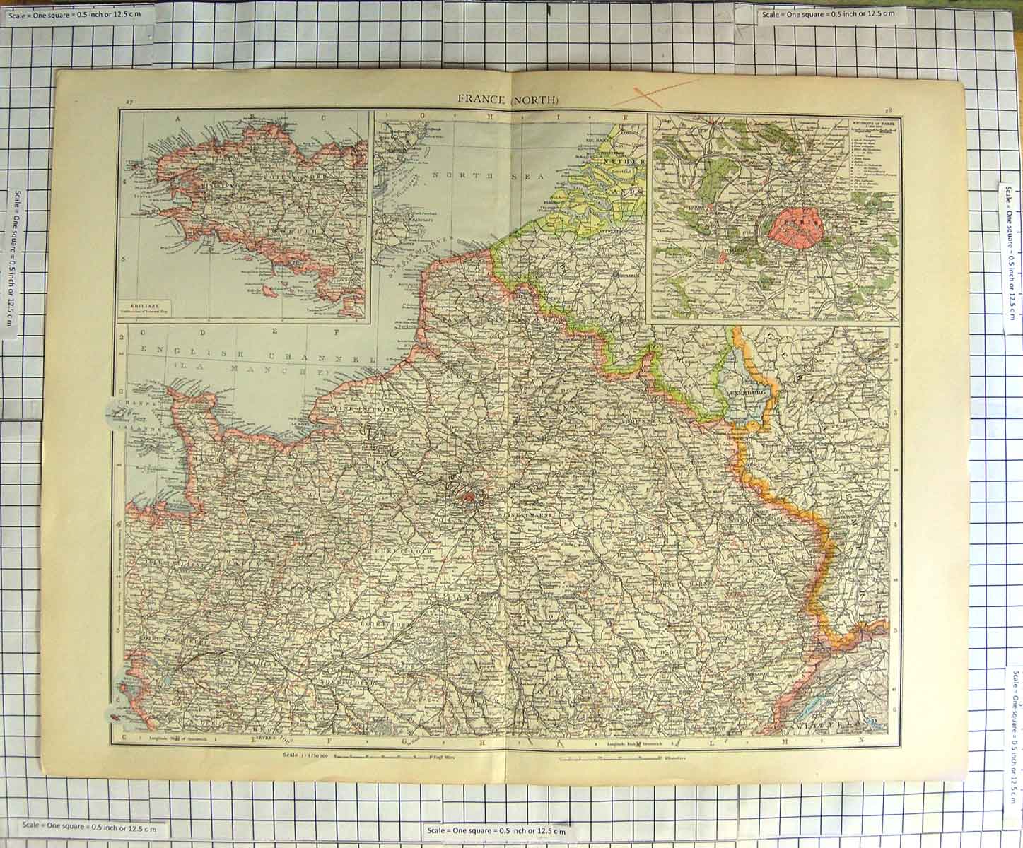 Original Old Antique Print Map C1790-C1900 Northern France Plan Paris 18th