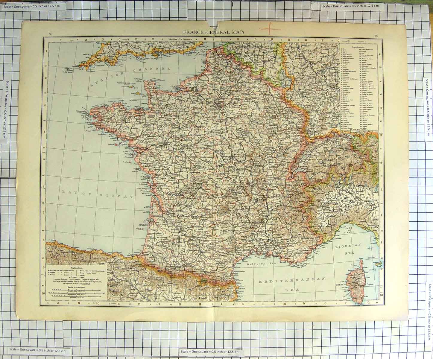 Original Old Antique Print Map C1790-C1900 France Corsica Paris Channel 18th