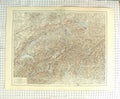 Original Old Antique Print Map C1900 Switzerland Lake Geneva Neuchatel 20th