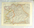 Original Old Antique Print Damaged Map C1900 Wurtemberg Bavaria Munich 20th