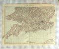 Original Old Antique Print Map C1900 England English Channel Land'S End 20th
