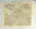 Original Old Antique Print Map C1900 France Brittany Plan Paris Channel 20th