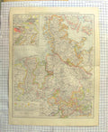 Original Old Antique Print Map C1900 Hanoer Germany Bremen Hamburg Victorian