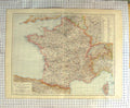 Original Old Antique Print Map C1900 France Corsica Paris Marseilles Victorian