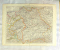 Original Old Antique Print Map C1900 Wurtemberg Bavaria Munich Stuttgart 20th