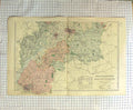 Original Old Antique Print Map C1900 Worcestershire Gloucestershire Victorian