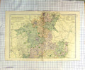 Original Old Antique Print Ref.640 Map C1900 Worcestershire Gloucestershire