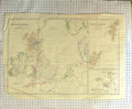 Original Old Antique Print Weller Map C1790-C1900 British Islands Channel 18th