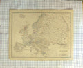 Original Old Antique Print Johnston Map C1790-C1900 Europe France Spain 18th
