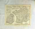 Original Old Antique Print Map C1790-C1900 France Spain Mediterranean 18th