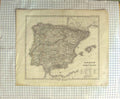 Original Old Antique Print Poppey Map 1875 Spain Portugal Gibraltar Victorian