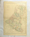 Original Old Antique Print Lowry Map C1790-C1900 Holland Belgium Zuider 18th