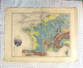 Original Old Antique Print Map C1790-C1900 France Hypsometrique Mountains 18th