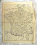 Original Old Antique Print Hall Map C1790-C1900 France Corsica Biscay 18th