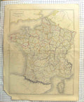 Original Old Antique Print Hall Map C1790-C1900 France Corsica Bay Biscay 18th