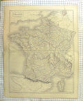 Old Antique Print Ref.642 Hall Map C1790-C1900 France Corsica Bay Biscay