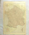 Original Old Antique Print Bartholomew Map C1900 France Corsica Gulf Lyon 20th