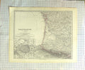 Original Old Antique Print Map 1879 Frankreich France Paris Plan Pyrenees 19th