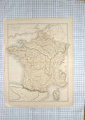 Old Antique Print Ref.647 Hall Map C1790-C1900 France Corsica Bay Biscay