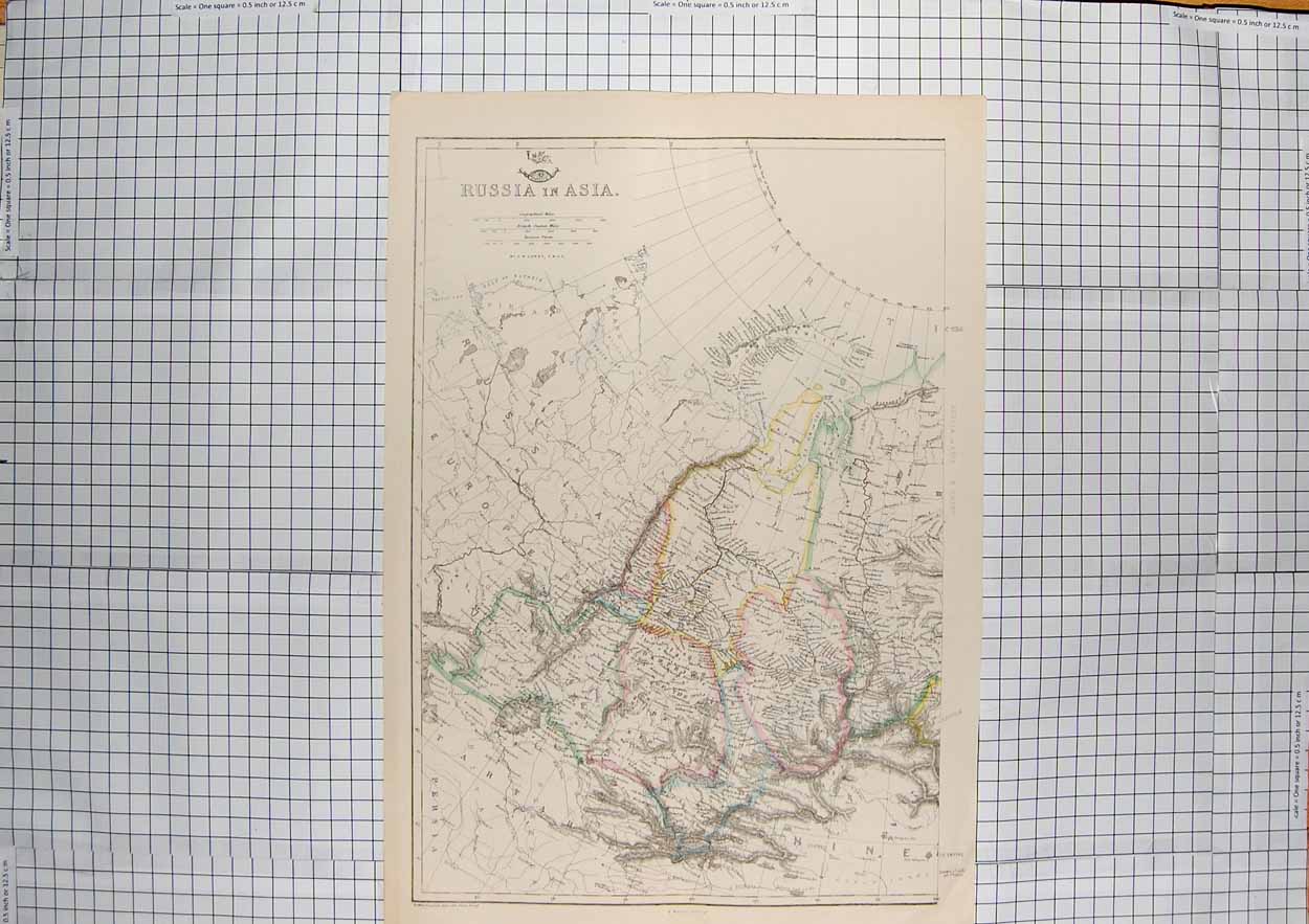Original Old Antique Print Weller Map C1790-C1900 Russia Asia Europe 18th