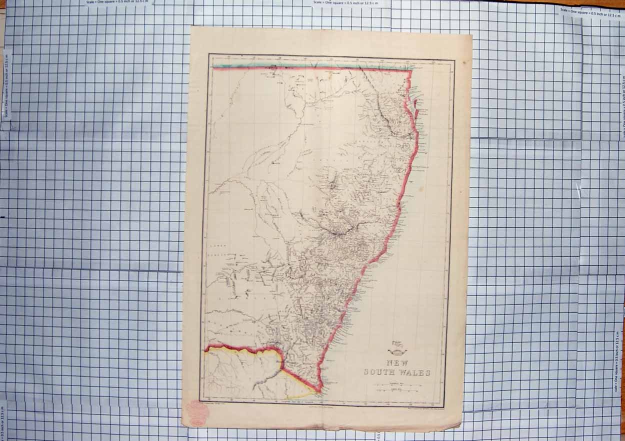Original Old Antique Print Weller Map C1790-C1900 South Wales Australia 18th
