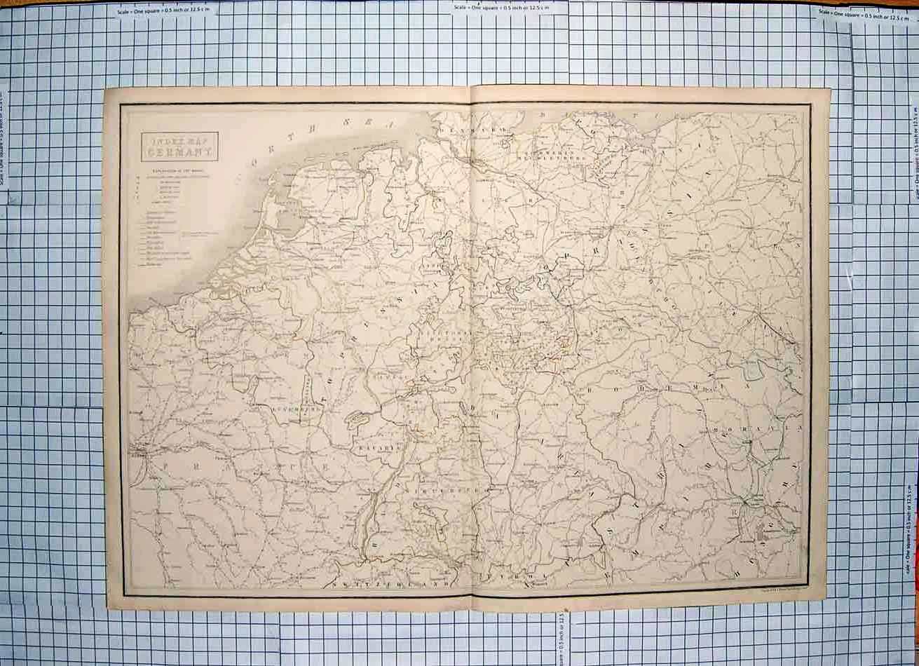 Original Old Antique Print Map C1790-C1900 Germany Europe Luxemburg 18th
